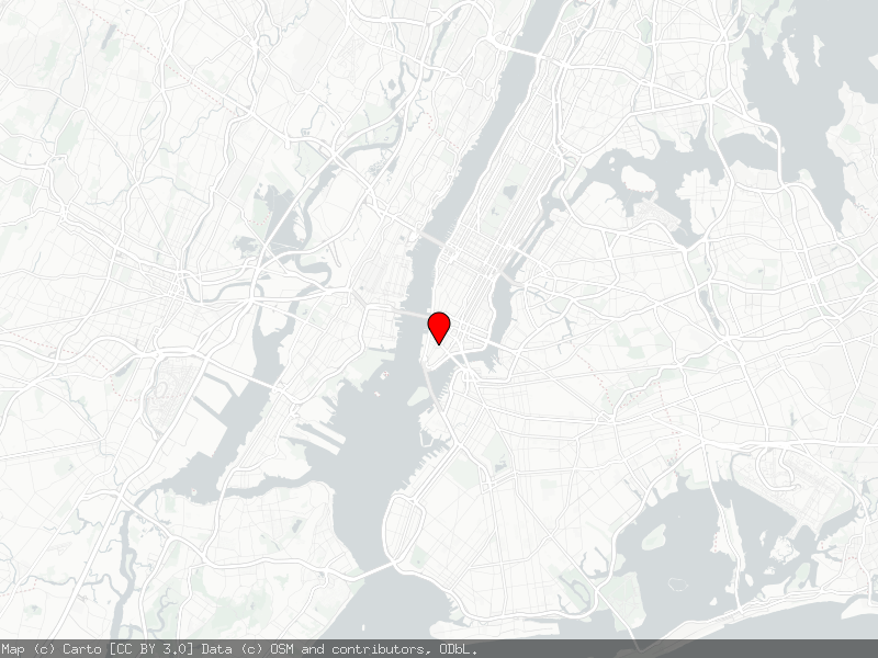 Map of the United States with a marker in New York City